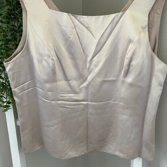 Vtg Adrianna Papell Shell Tank Tunic 100% silk sleeveless Beige Women's Medium - Picture 5 of 16
